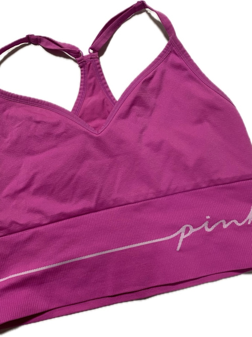 Pink Bralette - Magenta Sports Bra with Script Logo size L